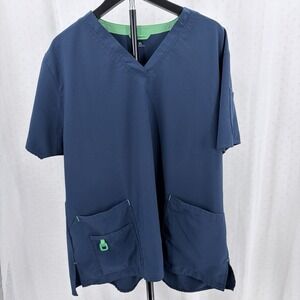 Carhartt Scrub Top Women's Size XL Navy Short Sleeve Pockets V-Neck